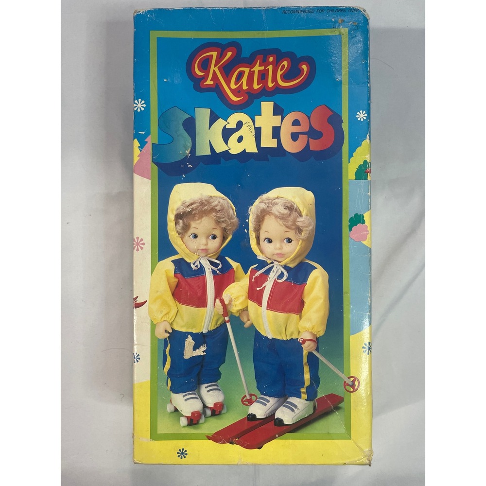 Vintage Katie Skates Battery Operated Doll Fung Seng No. 7905 Skis & Poles Boxed